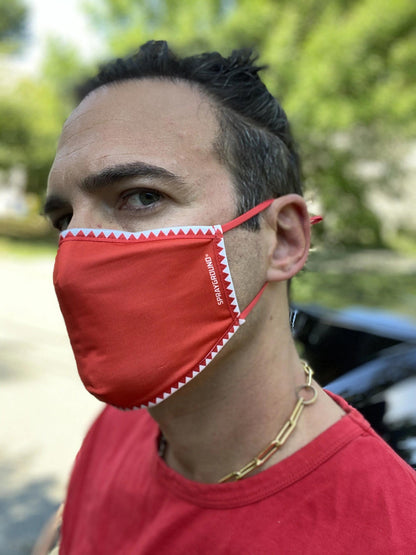 Sprayground ADULT VERTICAL SHARK (RED) FORM-FITTING FACE MASK