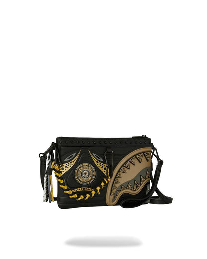 Sprayground A.I. AFRICAN INTELLIGENCE SHARKS OF THE GOLD OCEAN CROSSOVER CLUTCH -