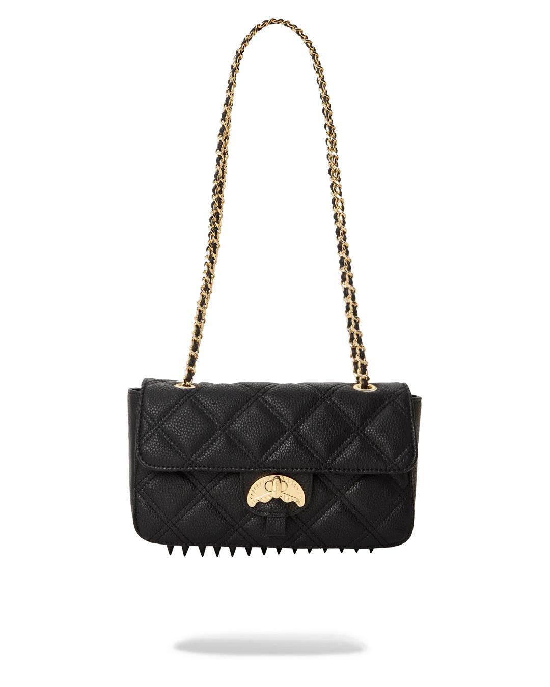 Sprayground NOIR QUILT GOLD CHAIN SHARK HANDBAG