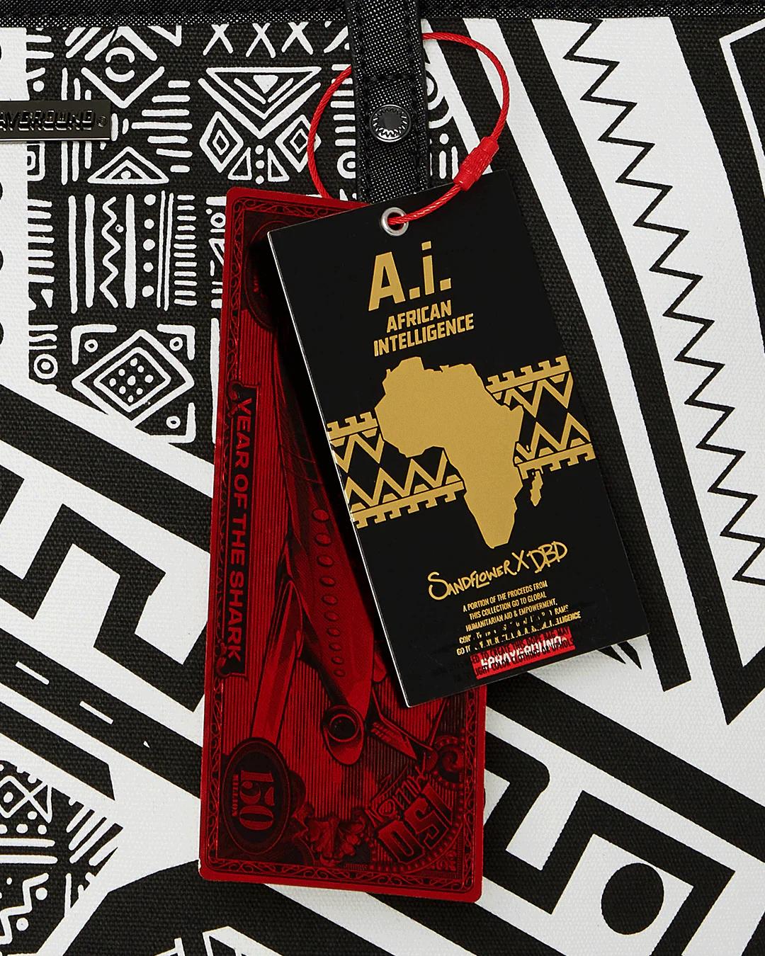 Sprayground A.I. AFRICAN INTELLIGENCE THE SKYHAWK WING TOTE - SANDFLOWER COLLAB