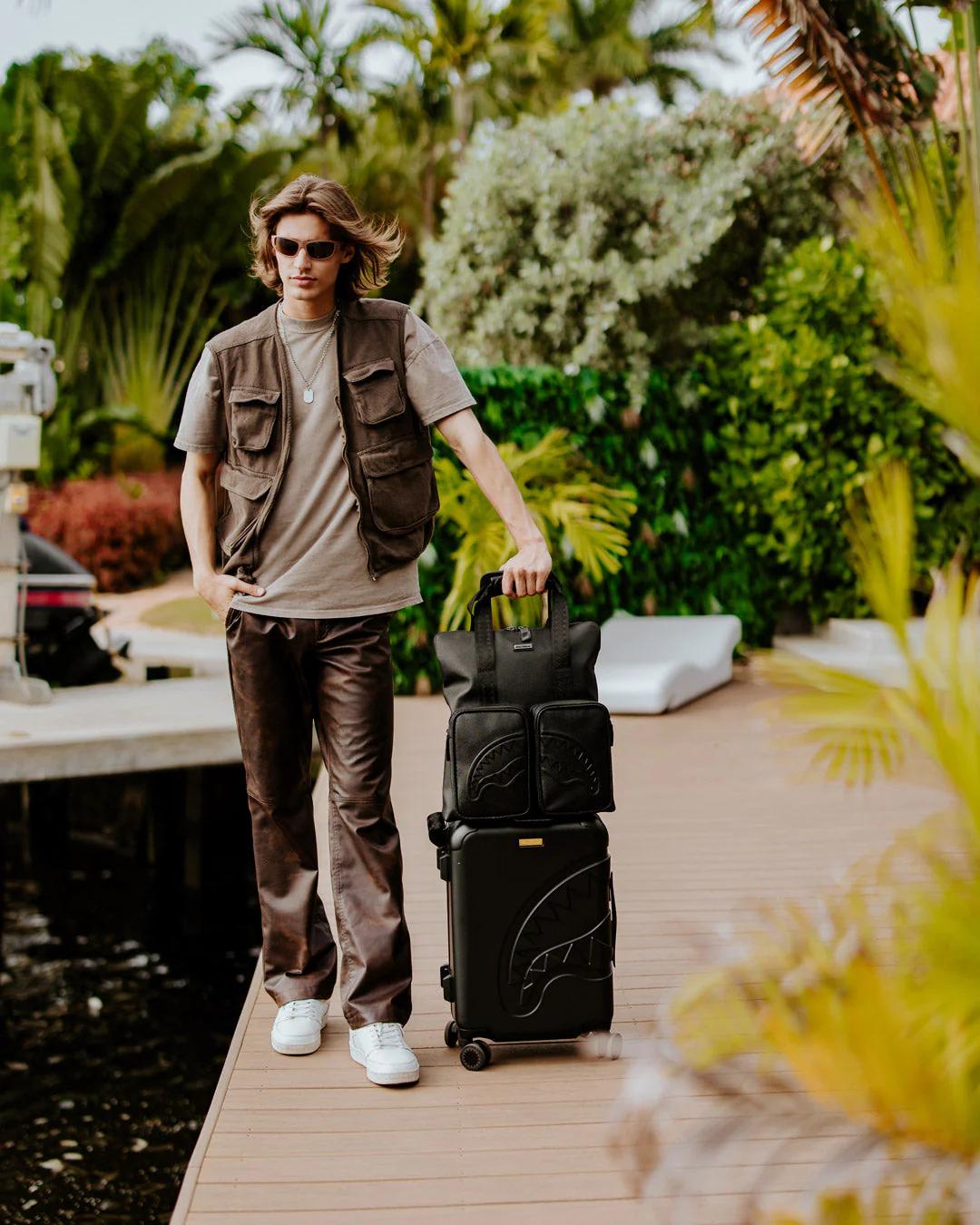 Sprayground REALITY CHECK SHARKITECTURE CARRY-ON JETBLACK LUGGAGE (GOLD HARDWARE)