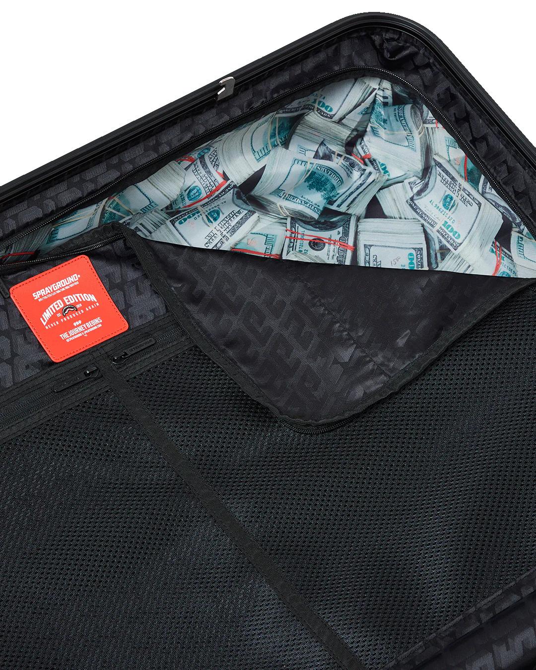 Sprayground REALITY CHECK SHARKITECTURE FULL-SIZE JETBLACK LUGGAGE (GUNMETAL HARDW