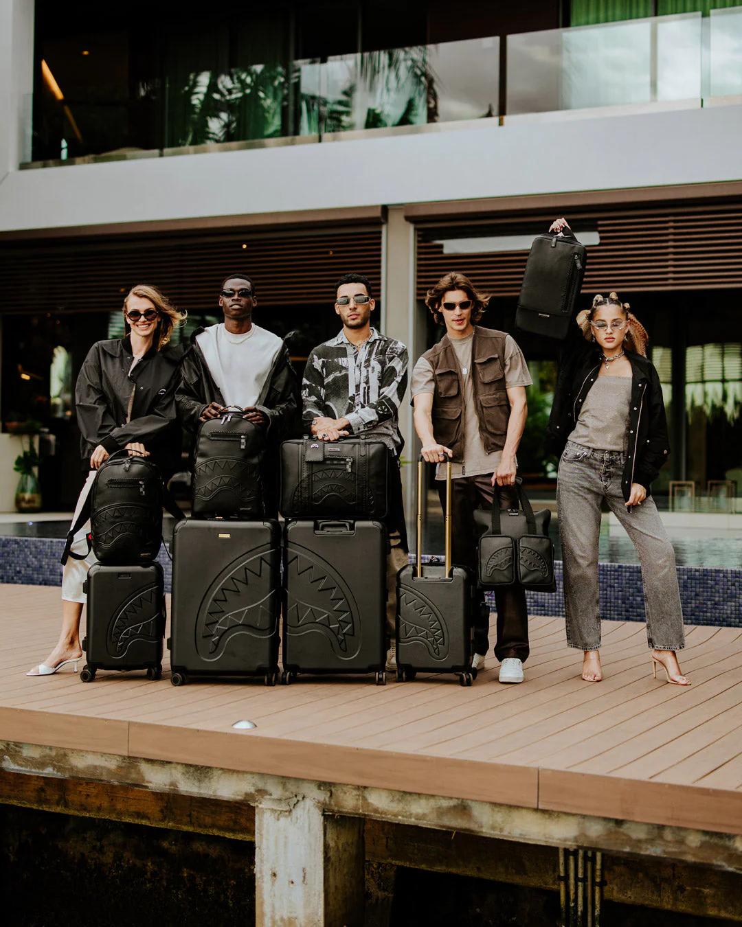 Sprayground REALITY CHECK SHARKITECTURE FULL-SIZE JETBLACK LUGGAGE (GUNMETAL HARDW