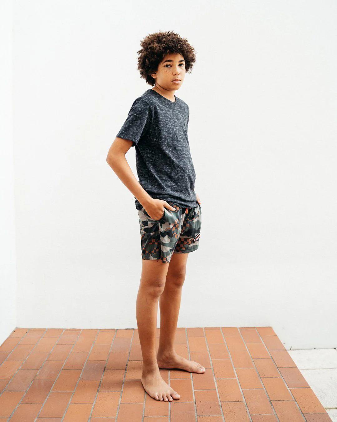 Sprayground KIDS CAMO CHECKERED SWIM TRUNKS