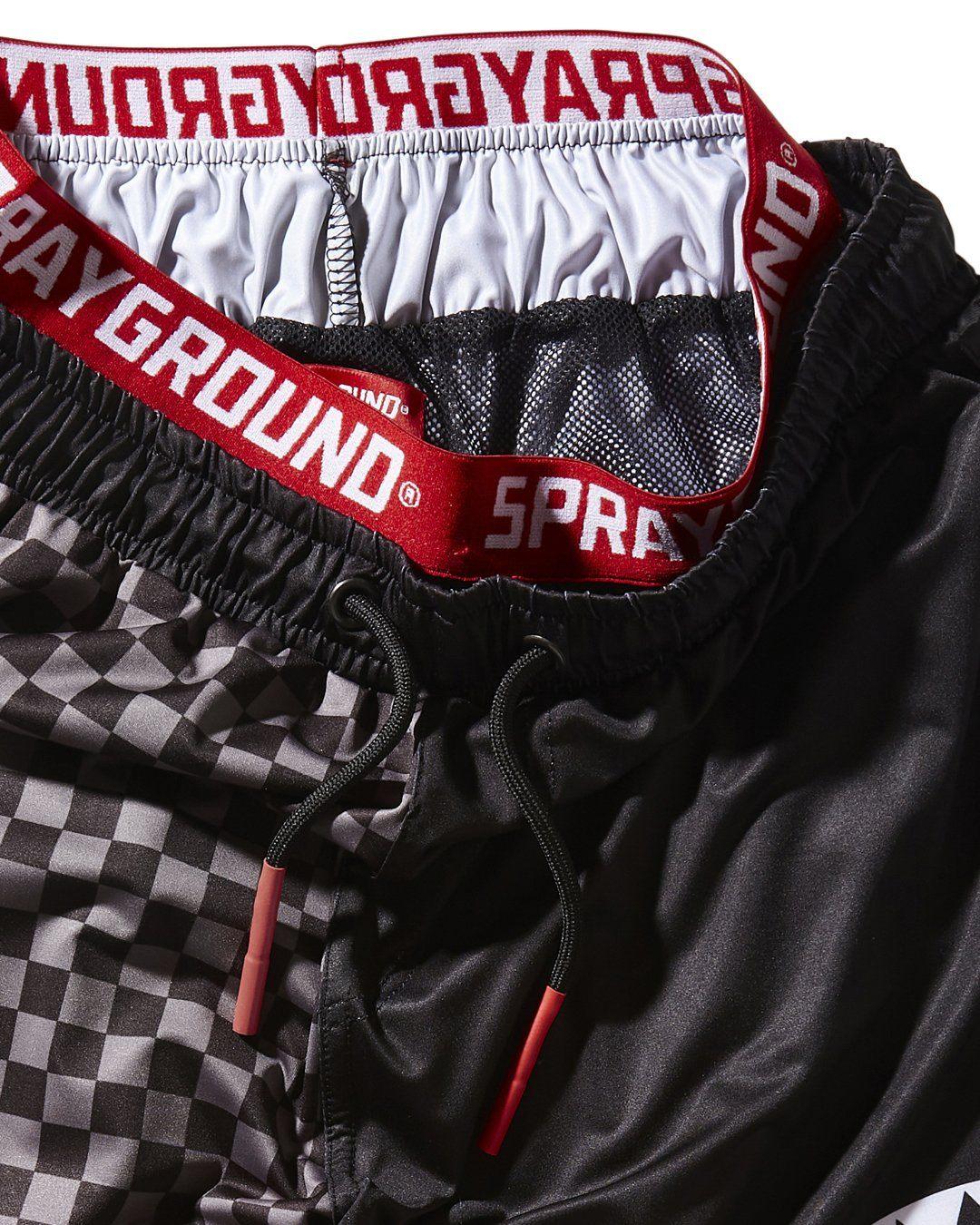 Sprayground GREY CHECKERED SPLIT CORTO SWIM TRUNKS