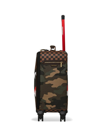 Sprayground EXTERIOR GOLD ZIP POCKET SHARKS IN PARIS JETSETTER CARRY-ON LUGGAGE