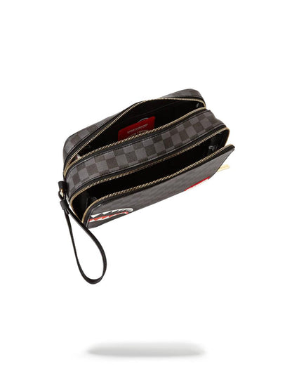 Sprayground SHARKS IN PARIS (BLACK CHECKERED EDITION) TOILETRY AKA MONEY BAGS