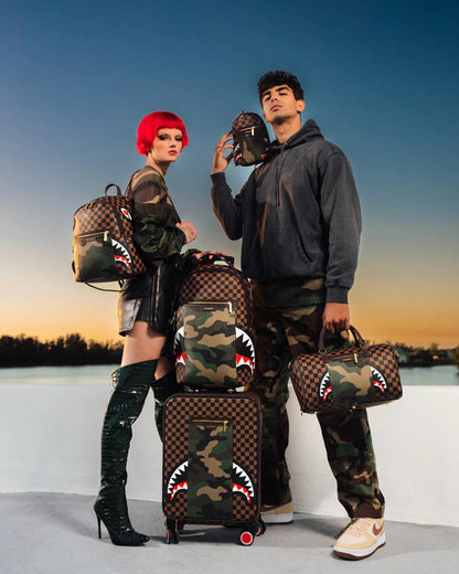 Sprayground EXTERIOR GOLD ZIP POCKET SHARKS IN PARIS MINI DUFFLE